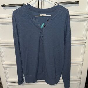 Maurices Light Blue Buttoned Henley Top